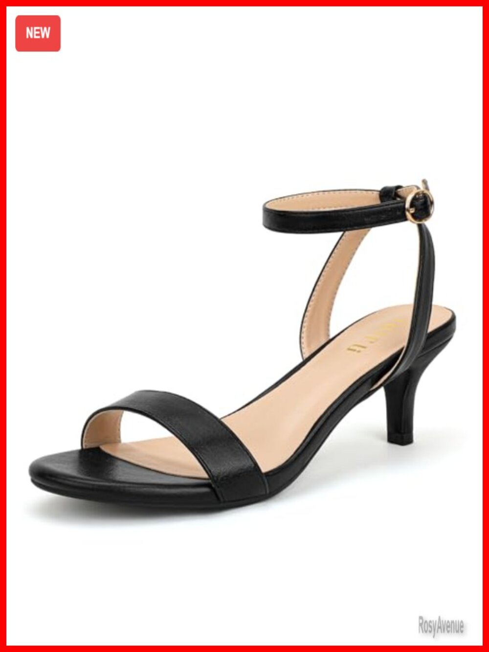 Kitten Heel Sandals Ankle Strap Open Toe Low Heel Dressy Women's Shoes